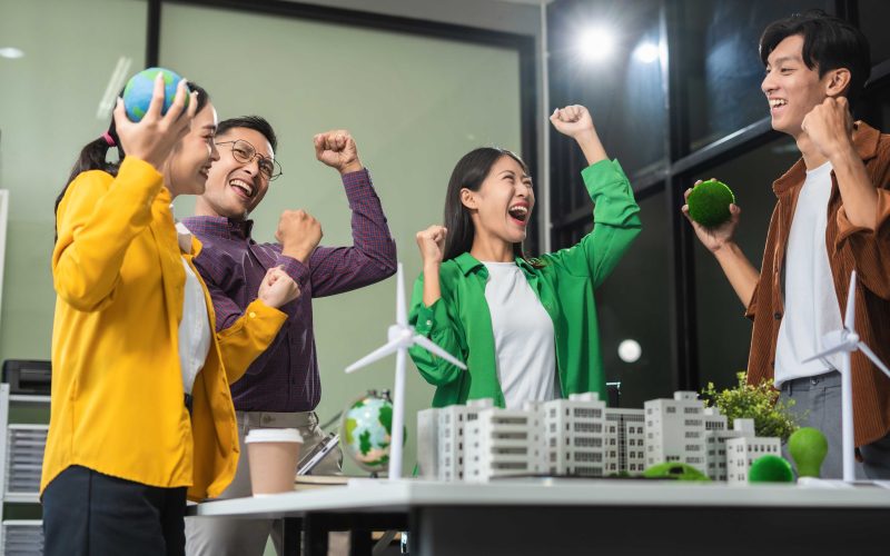 group of people making green projects